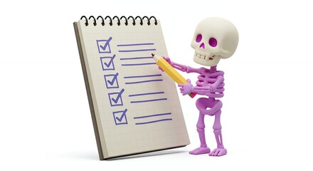 Skeleton with checklist