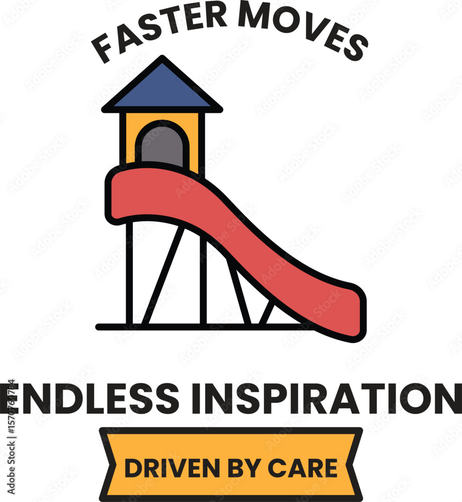 Fototapete a slide with a house on it is shown with the words 