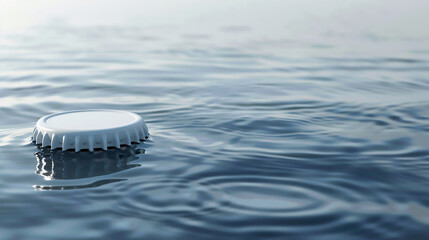 Bottle Cap Mockup on Reflective Water Surface