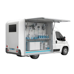 Mobile handwashing station van for Global Hygiene Day isolated on transparent background