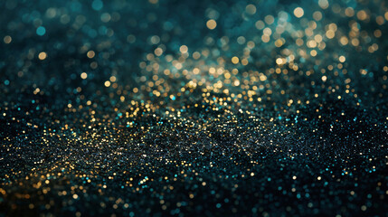 Golden Dust Particles on Black Paper Texture