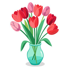 pink tulips in vase