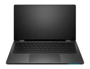 Notebook with a brushed metal design and edge-to-edge glass trackpad for smooth navigation