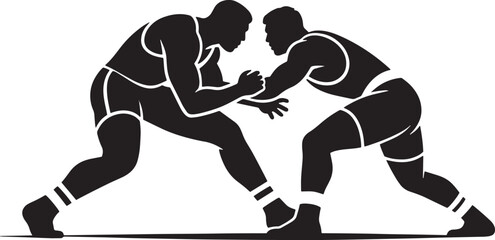 silhouette of a young man wrestling logo concept