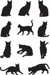 set of cats silhouettes