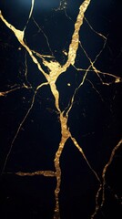Elegant Black Marble with Golden Veins Texture for Luxury Design and Interior Decor