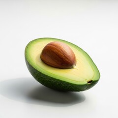 Fresh ripe avocado half on white background - healthy food concept