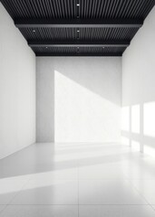 Obraz premium Empty modern mock up interior room design and empty white texture wall background Empty room interior design architecture blank design room striking structures clean lines geometric shapes dra