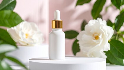 Skincare Serum Bottle on Aesthetic Background