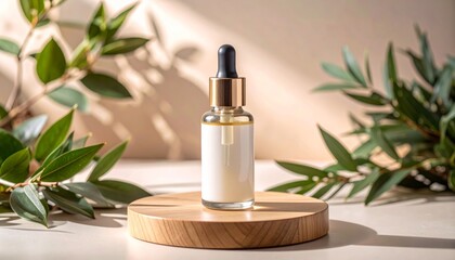 Skincare Serum Bottle on Aesthetic Background