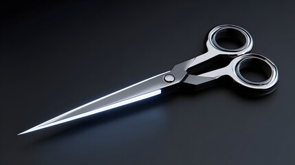 Sleek metal scissors on a dark background