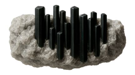 Tourmaline rods in a quartzite matrix showing columnar structure