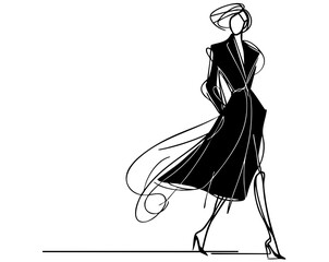 Stylish fashion models. Abstract woman in coat