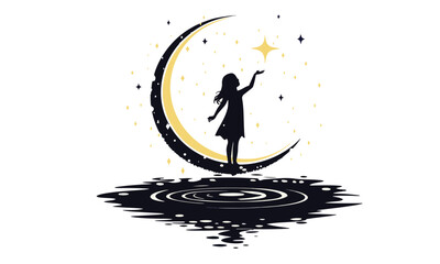 Simple Crescent Moon Icon Black and Outline Vector Set