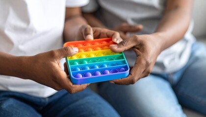 Colorful Fidget Pop Toy in Children’s Hands 