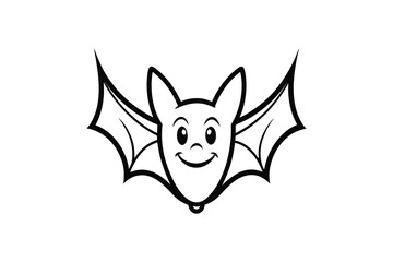 Fototapeta premium Cute Cartoon Bat Illustration with Smiling Face Silhouette