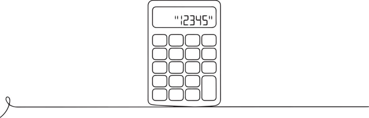 Continuous one line drawing of a calculator as an accounting tool in minimal single line art editable vector style


