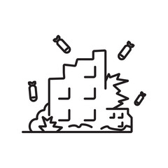 War web icons in line style. Army, battle, conflict, military, missile, refugees, bomb, tank, collection.