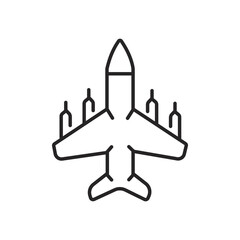 War web icons in line style. Army, battle, conflict, military, missile, refugees, bomb, tank, collection.