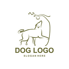 Elegant Dog Logo Design Reaching for the Apple