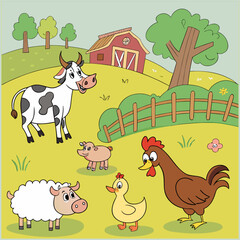 Fototapeta premium Farm animals collection