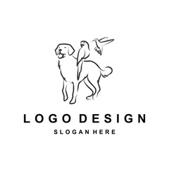 Diverse Pet Group - Line Art Animal Ensemble