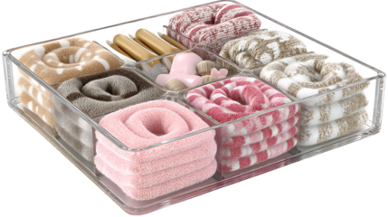 Assorted Colored Donuts In A Clear Tray