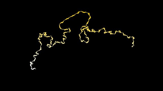 2D Map of Madhya Pradesh in gradient outline with boundary line animation