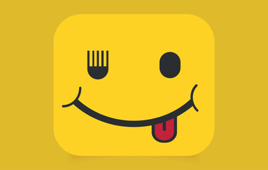 Logo for a company engaged in food delivery or fast food. Hungry emoji face enjoying delicious, tasty food. Food mood logo. Editable file