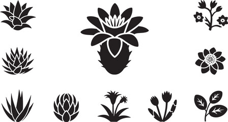 Striking Stylized Plant with Unique Petals Vector Icon