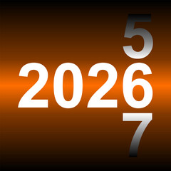 Bold New Year 2026 design featuring white digits on an orange to black gradient background. Ideal for festive banners, holiday promos, and celebration graphics