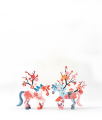 梅と可愛い馬（午年・干支・年賀状素材）
