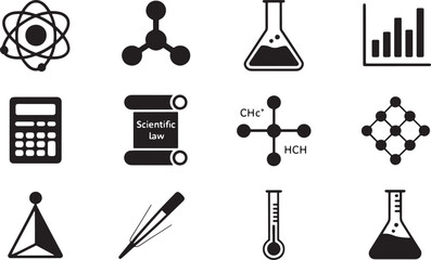 Scientific Research and Legal Studies Concept Icons