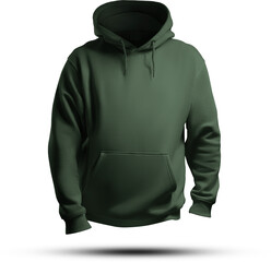 Mockup of green men's hoodie oversized 3D rendering; png; front view