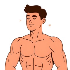 Fototapeta premium Modern Flat Illustration of Muscular Man Upper Body Character Design
