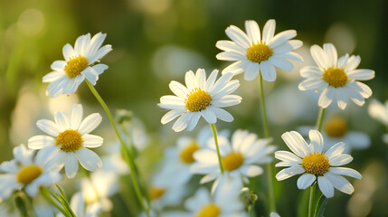 Beautiful Daisies Blooming in Spring Sunlight - Floral Meadow Scene