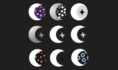 Moon Phases Vector Set