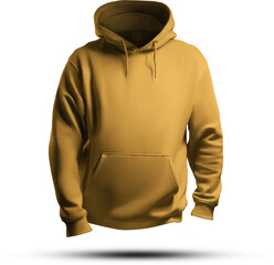 Mockup of yellow men's oversize hoodie 3D rendering; png; front view