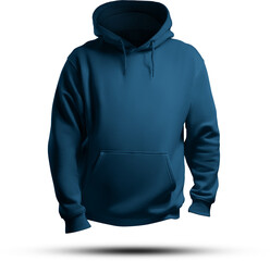 Mockup of blue men's hoodie oversized 3D rendering; png; front view