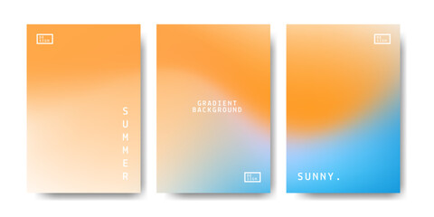Abstract gradient soft pastel summer poster background. blue white orange gradient background. summer sunny weather. Vector design