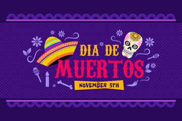 Hand drawn dia de muertos vector background