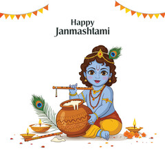 Happy Janmashtami festival poster