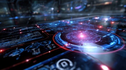 Exploring futuristic technology interfaces in a digital environment sci-fi aesthetic visual content