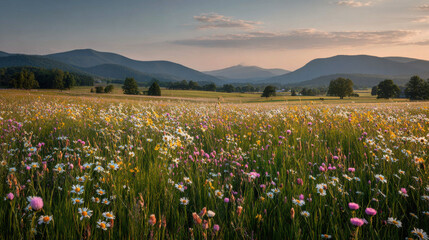 capture essence of summer landscapes in south carolinas fields and meadows showcasing vibrant wildflowers in full © Milica