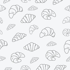 Black and white croissant seamless pattern vector illustration, suitable for wrapping paper