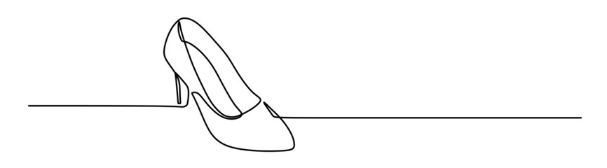 continuous line art of a woman's high heeled shoe. stylish concept of a career woman