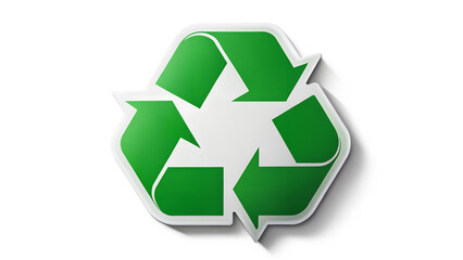 The universal recycling symbol in vibrant green, isolated on a white background