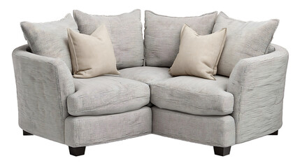 Gray And Beige Patterned Sectional Sofa With Cream Pillows