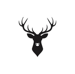 Black silhouette of a deer head with antlers stag