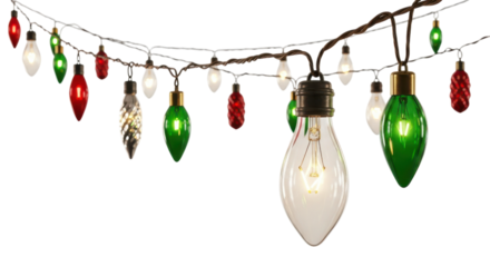 Festive Christmas Lights String isolated on a transparent background string lights